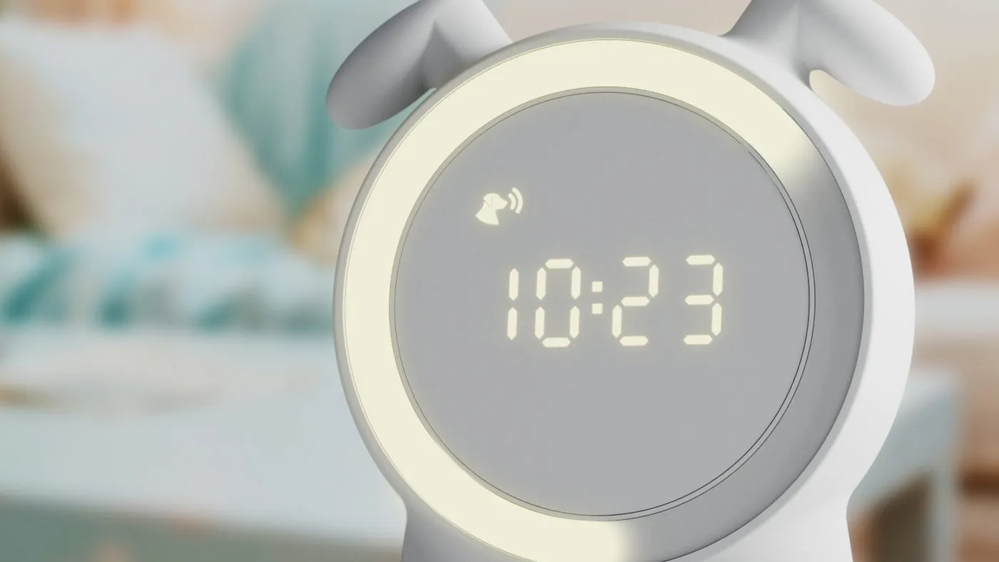 Close-up of the SilentBuddy display showing 10:23 and a bark-detection icon
